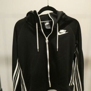 Nike Black and White Striped Hoodie